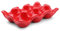 Flexzion Ceramic Egg Holder for Fridge - 6 Cups Egg Tray Half Dozen Porcelain Container Keeper Storage Organizer Decorative Serving Dish Serveware for Refrigerator Countertop Display Kitchen (Red)