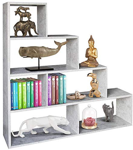 BAKAJI Libreria Scaffale A Scala Simms Legno MDF 4 Ripiani Casa Ufficio Per Riporre I tuoi Libri E Oggetti Vari (Rovere)