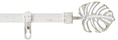 Douceur d'Intérieur, Tringle Extensible en Kit Complet (120 à 210 cm) Tropi Blanc/Or, Patine