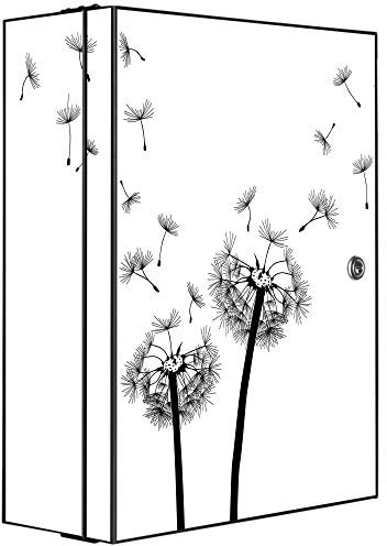 banjado Medizinschrank abschliessbar mit Motiv Pusteblume 2 35x46x15cm - großer Arzneischrank für die Hausaphotheke - Medikamentenschrank aus Metall zur Medikamenten Aufbewahrung