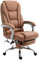 CLP Bürostuhl Pacific Kunstleder I Massage-Funktion I Ergonomisch, 360° Drehbar Mit Fußablage I Höhenverstellbar, Neigbare Rückenlehne, Farbe:Hellbraun