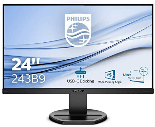 Philips 243B9/00 24-inch Full HD IPS PC Monitor 75Hz 4ms USB-C Dock Height Adjust (Renewed)