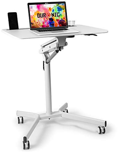Duronic WPS57 Arbeitstisch | Laptoptisch 70 x 52 cm bis 10 kg | Computertisch mit Rollen | Höhenverstellbarer Projektortisch für Beamer | Sitz-Stehtisch Schreibtisch Rolltisch Beistelltisch Sofatisch