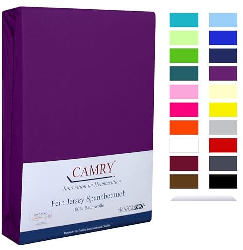 Camry Spannbettlaken 120x200cm - 130x200cm Lila Baumwolle Bettlaken Jersey Spannbetttuch Oeko-Tex 100