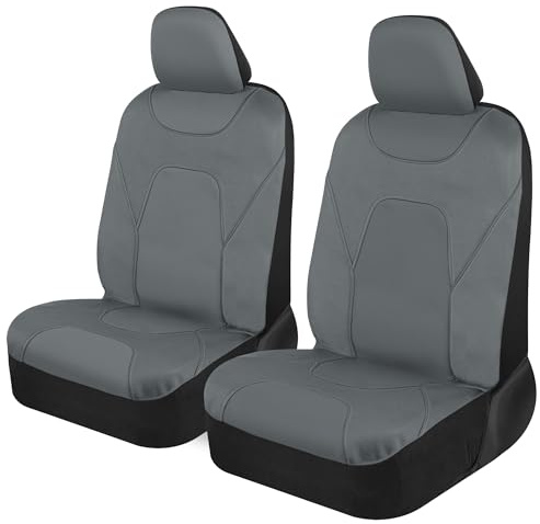 Motor Trend AquaShield Autositzbezüge für Vordersitze Solid Grau - 3 Schichten Wasserdicht Sitzbezüge, Neoprenmaterial mit modernem Seitenlosen Design, Universal Fit für Auto Truck Van SUV