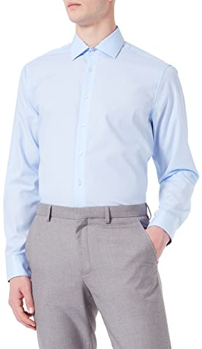 Seidensticker Herren Business-Hemd - Regular Fit - Bügelfrei - Kent-Kragen - Langarm - 100% Baumwolle Hellblau 42