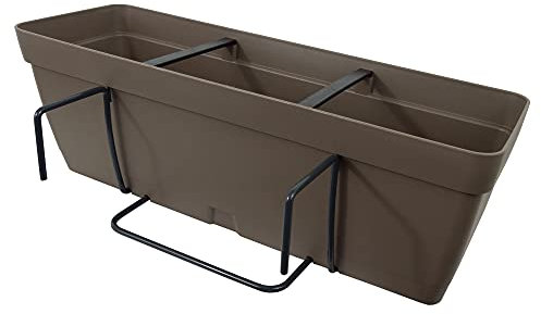 Art Plast Lolego Fly Square Jardinera 60 cm con escuadra de fijación Cuadrada, Gris