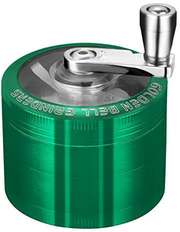 Golden Bell Grinder 2 inch Hand Cranked Spice Grinder 4 Layers Zinc Alloy Grinder - Green