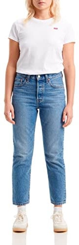 Levi's 501 Crop, Jeans Donna, Medium Indigo Worn In, 28W / 28L
