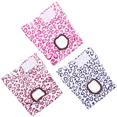 CuteBone 3 Stück Leopard Wiederverwendbare Hundewindeln, Hochsaugfähige Premium-Windeln für Hündchen, Umweltfreundliche Damenbinden Höschen für weibliche Haustiere D54L-DE