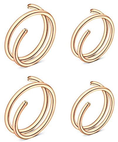 Mayhoop 20G Nasenringe Hoops Doppelter Nasenring 8mm/10mm Nasenpiercing Ringe Edelstahl für Frauen Rosegold 2Paar