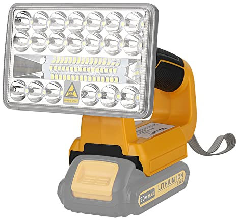 Taingwei 18W 2000LM LED Akku Lampe kompatibel mit Dewalt 18V 54V Lithium Akku, 18v Arbeitslicht für Camping, Autoreparatur, Notfall und Baustellenbeleuchtung