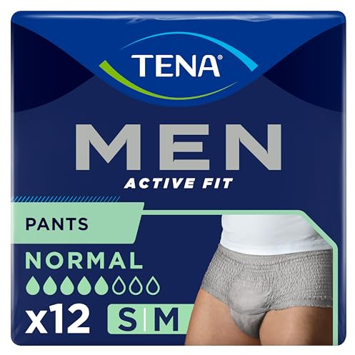 Tena - Tena Men Active Fit Normal (Small/Medium) Pants - 12 Pieces | Incontinence Pants for Men with Medium Bladder Weakness, Triple Protection Against Leaks, Odour & Moisture Underwear-Like Fit
