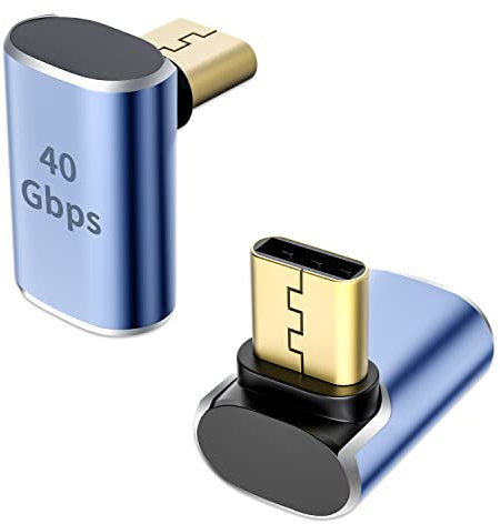 2 Stück USB C Winkelstecker 90 Grad Typ C Buchse Auf Stecker Winkel Adapter für 40Gbps Datenübertragung, 4K Video, 100W PD, Kompatibel Mit Steam-Deck, VR und Mehr Geräten