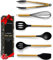 Black and Gold Kitchen Utensils Set - 6-PC Silicone Utensils Set Include Tongs, Whisk, Serving Spoon, Spatula, and Turner for Stylish Cooking and Baking - Black and Gold Kitchen Accessories and Decor