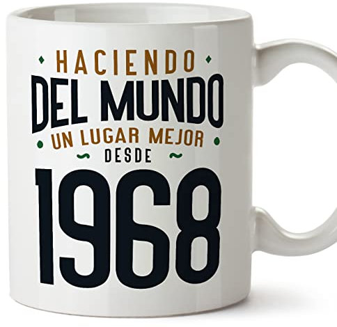 MUGFFINS Tazas 1968 Cumpleaños - En Español - Haciendo del Mundo un Lugar Mejor - 11 oz / 330 ml - Regalo original y divertido