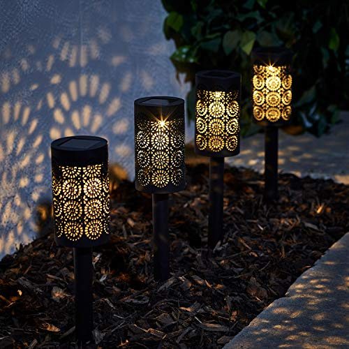 Lights4fun 8er Set Marokkanische LED Solarleuchten Garten Solar Gartenleuchten für Außen Solar Wegeleuchten Außen Wegbeleuchtung Außen