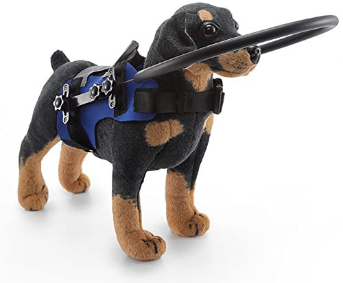 Asixxsix Blindenhundegeschirr, Verstellbarer Schnallenriemen Blindenhund Halo, Hilfe für Blinde und schlecht sehende Hunde, um Unfälle zu vermeiden und Vertrauen aufzubauen, blau (M)