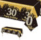 137 x 274 cm Schwarz und Gold zum Geburtstag Tischdecke Schwarz Gold Tischdeko für Mann Frau 30. Geburtstag,Rechteckige Kunststoff Tischdecke für Partydekorationen zum 30. Geburtstag