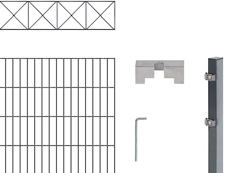 Alberts 667870 Doppelstabmattenzaun »Nexus« als 22 tlg. Zaun-Komplettset | verschiedene Längen und Höhen | kunststoffbeschichtet, anthrazit | Höhe 160 cm | Länge 8 m