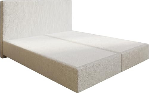 DELIFE Boxspringgestell Dream-Well Bouclé Creme-Weiß 180x200 cm Bettgestell