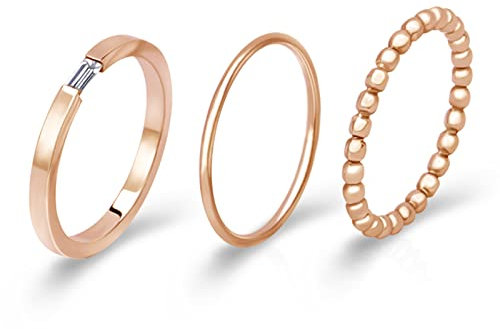 Joacii 18K Roségold überzogene Ringe für Frauen Edelstahl Stapelbare Ringe für Männer Comfort Fit Größe 6