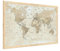 ALLboards Magnetic whiteboard with a Print of a World map in Beige Pastel Colours, 60x40cm, in a Natural Wooden Frame