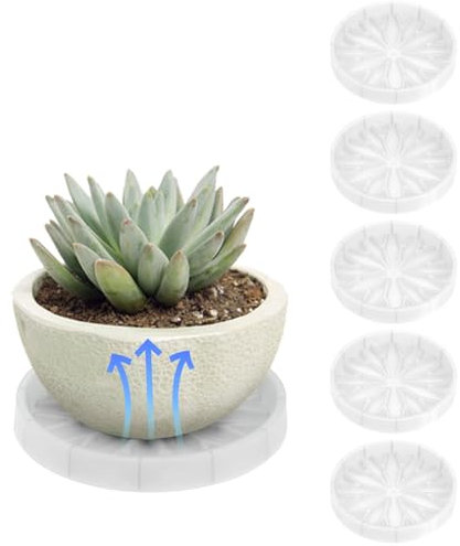 FIDWALL Lot de 5 soucoupes de Plateau de jardinière en Plastique avec Trous de Drainage, gouttières, Pot de rehausseur de Plantes aidant Les Racines à Respirer sainement (12cm, Blanc)