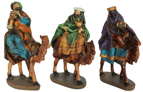 BEST&FREE Figuras Reyes Magos Belen como Figuras Belen Navidad 14 cm. 3 Reyes Magos con Camellos para Belenes De Navidad. Completa Tu Portal De Belen con Las Tres Figuritas De Los Reyes Magos.