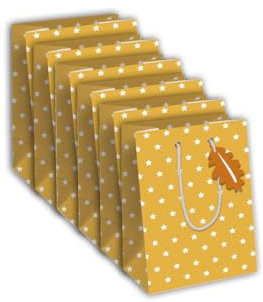 Eurowrap X-30873-3Cpack - Packung 6 Geschenktasche - Tüte Excellia, Format Medium (21,5x10,2x25,3 cm), robust und wiederverwendbar, Sterne Weiß Gelb, 6 Stück