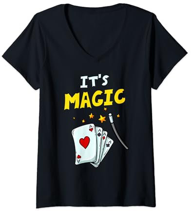 Damen It's Magic Geschenkbox mit Zauberkarten T-Shirt mit V-Ausschnitt