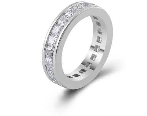 Wycian Herrenring, Verlobungsring Herren Weißgold 18K Größe 66 (21.0) Moissanit Quadratschliff D Farbe Npassbar Für Muttertag