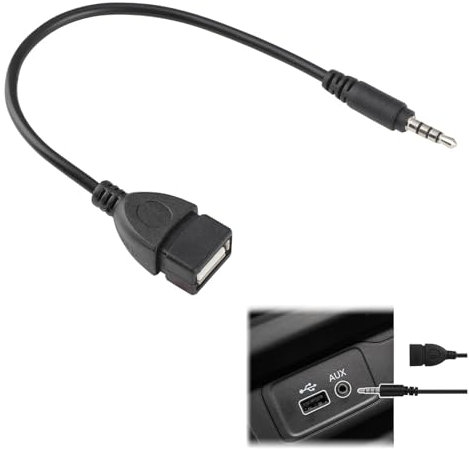 SRLWMYI Adaptador USB a Auxiliar, Conector Jack de Audio Macho de 3.5mm a USB 2.0 Hembra, Cable Convertidor OTG para Automóviles, CD y DVD (Blanco)
