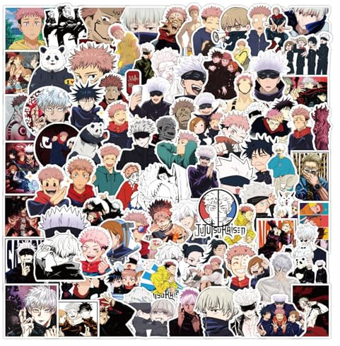 100 Stück Cartoon Anime Jujutsu Kaisen Aufkleber,Auto Laptop Telefon Gitarre Skateboard Motorrad Fahrrad Cartoon Stickers Set Vinyl Wasserdicht Aesthetic Aufkleber für Jugendliche Kinder Erwachsene,02