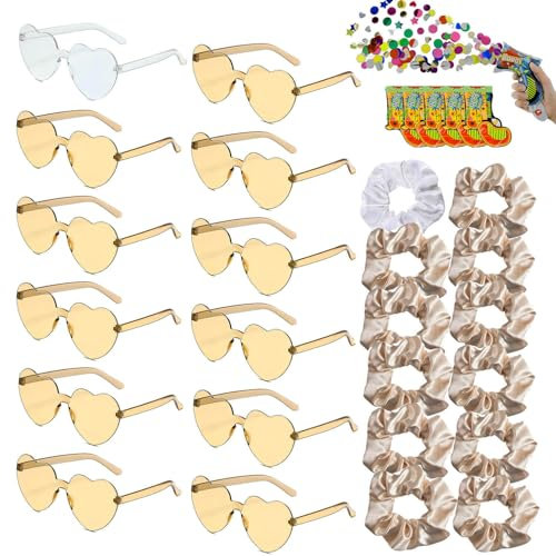 Onlvmyur Junggesellinnenabschied Zubehör,12 Stück JGA Sonnenbrille Frauen Sonnenbrille Herz JGA Brille Herzform 12 Stück Bride Haarbänder für Dekoration Party