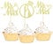 Sotpot Gold 24pcs Miss to Mrs Cupcake Toppers with Ring For Wedding Bridal Shower,Wedding Engagement Party Cake Decorations