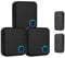 FOVKSUC Kit de sonnette sans fil avec 3 récepteurs + 2 boutons étanches, 60 carillons, 5 niveaux de volume, mode muet et flash LED, portée de 305 m, installation facile pour les maisons, salles de