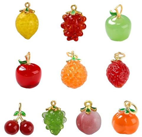 DanLingJewelry Lot de 10 breloques en verre soufflé 3D avec apprêts pour la fabrication de bijoux, Métal non précieux