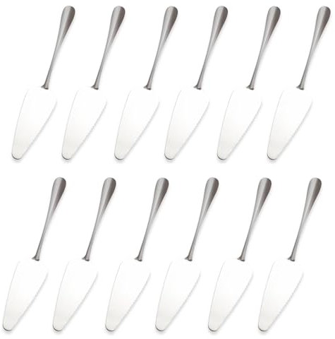 Jinsion 12 Pieces Cake Knife and Server Set, Cake Knife, Stainless Steel Cake Slicer, Cake Cutter with Serrated Edges, Mirror Polish Cake Cutter Leveller, Suitable for Kitchens, Restaurants, Parties
