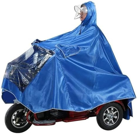 Wasserdichter Regen-Poncho Radfahren Poncho, Ponchos, Übergroßer Motorrad-Dreirad-Regenponcho, verdickender Regenmantel, Einzel-/Doppel-E-Bike-Dreirad-Poncho, alter Auto-Roller-Regenmantel mit Kapuze(