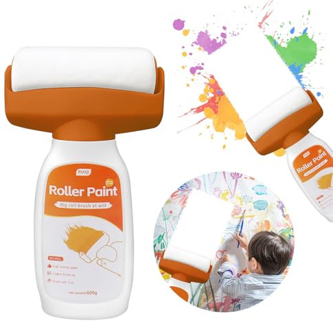 Wandfarbe Ausbessern Weiß 500g, 2 in 1 Wandreparatur RollbüRste, Wandreparatur-Rollenfarbe, Wand Reparatur Creme, Wandreparatur Rollbürste mit wandreparaturpaste für Küche, Schlafzimmer,Wohnzimmer