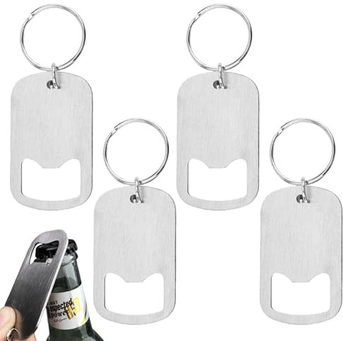 4 Stück Flaschenöffner Schlüsselanhänger,Kapselheber Edelstahl Keychain,Bieröffner Klein fur Vatertag Perfekt als Personalisiertes Geschenk,Mini Metall Beer Opener Kapselheber fur Restaurant Bar Küche