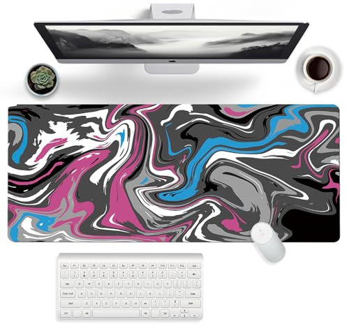 FYting XL Mouse Pad,Gaming Mouse Pad 900x400,Large Mouse Pad,-Natural Rubber Non-slip Base, Waterproof and Stain-proof, Suitable for PC, MacBook,Laptop(Blue+Pink)