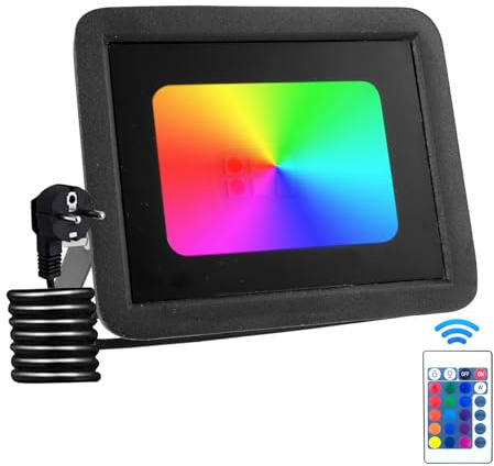 wowspeed 10W RGB LED Strahler Außen Mit Fernbedienung, 4 Modi 16 Farben Memory-Funktion RGB Strahler, IP66 Wasserdicht LED Flutlicht, RGBW-Farbwechsel LED Scheinwerfer