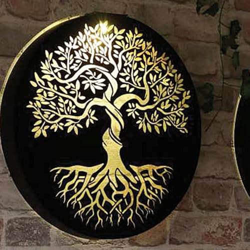 Betley Butterfly Tree of Life Solar Light Round Metal Wall Panel, Stylish Solar-Powered Outdoor Wall Hanging for Garden, Patio, or Fence, Weatherproof Eco-Friendly Metal Decor, 40cm
