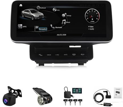 Genérico HYGZYH Estéreo Android 14 para Audi Q7 2005-2009 Radio con Bluetooth Pantalla táctil de 10,25 Pulgadas Carplay navegación GPS cámara de Marcha atrás Controles Volante(MMI 2G W400 8+256G)