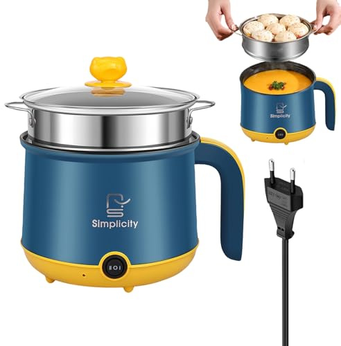 Elektrischer Hot Pot Mit Dampfgarer, Elektrische Hot Pot 1.8 L, Tragbare Mini Antihaft Multikocher, Schneller Ramen Kocher, Tragbare Antihaft Topf Für Zuhause, Büro, Schlafsaal