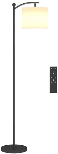 HOMCOM Lampada da Terra a LED Dimmerabile con Telecomando, Piantana Lampada con Luce Regolabile su 11 Colori di Temperatura e 11 Luminosità, Timer 60 Minuti, per Salotto, Soggiorno, Camera, Nero