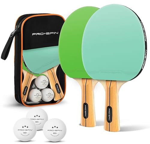 PRO-SPIN Tischtennisschläger – Hochleistungs-Tischtennis Set | Premium Tischtennisschlaeger, 3-Sterne-Tischtennisbälle, Kompakte Aufbewahrungstasche (Mint|Grün, Set für 2 Spieler)