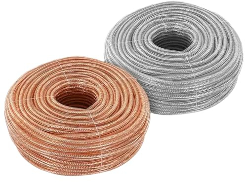 GO BEYOND YOURSEIF Cavo Elettrico Flessibile Calibro 5, Guaina Trasparente in PVC di Rame Stagnato da 30 A 160 Piedi, Resistente al Calore con Nastro Isolante(160ft,16mm2)